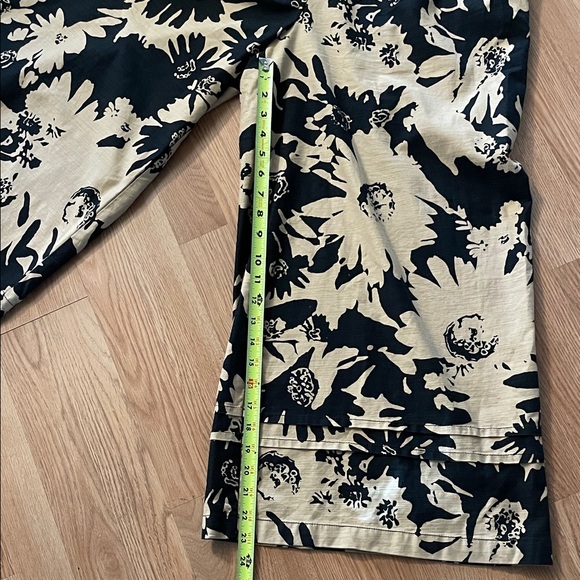 Anthropologie Floral Jumpsuit Black Tan Wide Leg Romper Size M - Picture 9 of 12